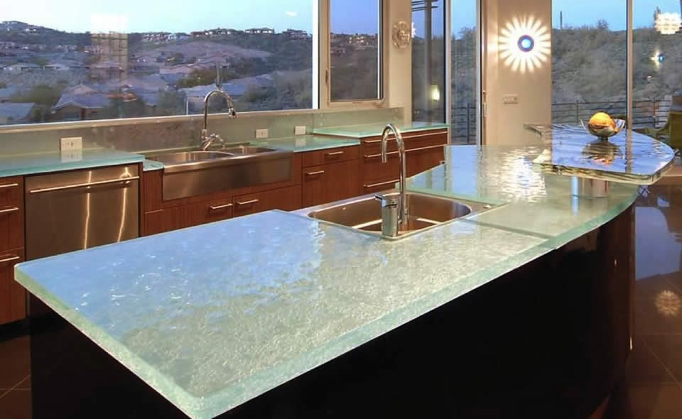 Glass kitchen worktop